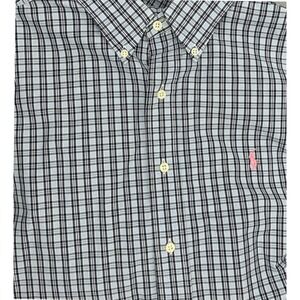 Ralph Lauren Classic Fit Short Sleeve Plaid Button Down‎ Shirt Men's Size L Pony